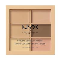 NYX Professional Makeup Conceal, Correct, Contour Palette, zes tinten, crèmeachtige textuur, ondertonen, tint: Light.