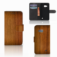Microsoft Lumia 550 Book Style Case Donker Hout