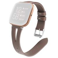 By Qubix - Compatible met Fitbit Versa 1/2 & Lite bandje TPU leer - Kastanje Bruin - Compatible fitbit bandje