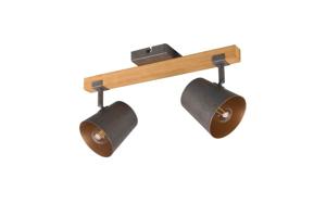 Trio Spot Bell 2-lichts antiekgrijs met hout 801900267