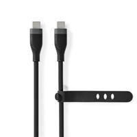 NEDIS USB-kabel | USB 2.0 | USB-C™ stekker | USB-C™ stekker | 60 W | 480 Mbps | vernikkeld | 1,50 m | rond | siliconen | zwart | doos