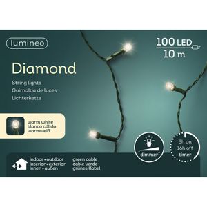 Kerstverlichting warm wit 100 lampjes 990 cm lichtsnoer met timer