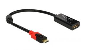 DeLOCK 63928 video kabel adapter 0,2 m USB Type-C DisplayPort 20 pin Zwart, Rood