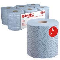 Poetsrol WypAll L10 1-laags 18,3cmx239m 630 vel blauw 7494 - thumbnail