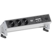 Bachmann 3x Schuko 2x CAT6 1x HDMI, 1x USB3.0 power uitbreiding 1,5 m 3 AC-uitgang(en) Zwart, Roestvrijstaal - thumbnail