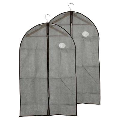 Kledinghoes - 2x - met kijkvenster - grijs - 60 x 100 cm - kledingzak Kledinghoes - 2x - met kijkvenster - grijs - 60 x 100 cm - kledingzak