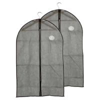 Kledinghoes - 2x - met kijkvenster - grijs - 60 x 100 cm - kledingzak