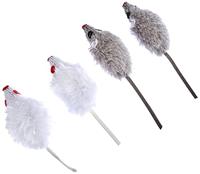 Kerbl Pet 84255 muis, 4-delige zak, 5 cm, grijs/wit