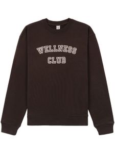 Sporty & Rich sweat Wellness Club Flocked - Marron