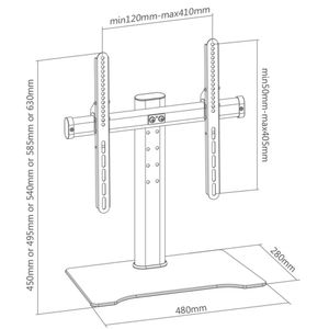 SpeaKa Professional SP-TT-01 TV-voet In hoogte verstelbaar 61,0 cm (24) - 106,7 cm (42) Vast