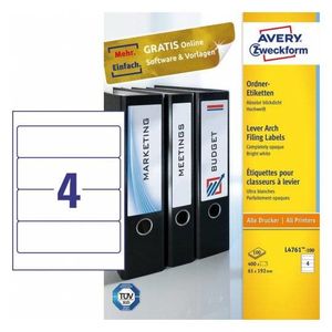 Avery-Zweckform Ordneretiketten L4761-100 61 x 192 mm Papier Wit Permanent hechtend 400 stuk(s)