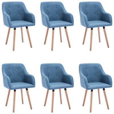vidaXL Eetkamerstoelen 6 st stof blauw vidaXL Eetkamerstoelen 6 st stof blauw