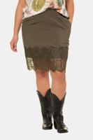 Ulla Popken Rok, soepel vallend, elastische band, kant aan zoom - Grote Maten