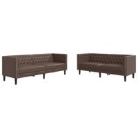 vidaXL 2-delige Loungeset Chesterfield-stijl kunstleer bruin, chesterfield bank, bankstel, bank, loungeset, bankenset, loveseat, zitbank, fauteuil