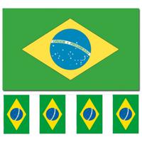 Brazilie versiering/feestartikelen set - vlag 90 x 150 cm - vlaggenlijn van 300 cm - landen - thumbnail