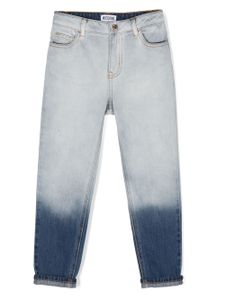 Moschino Kids jean fuselé à design bicolore - Bleu