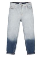 Moschino Kids jean fuselé à design bicolore - Bleu