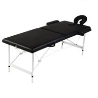 VidaXL Massagetafel met 2 zones inklapbaar aluminum frame zwart