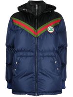 Gucci logo-patch padded coat - Bleu