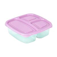 Plasticforte Vershoudbakje - 3-vaks - 1,2L - meal prep - herbruikbaar - roze - thumbnail