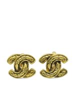 CHANEL Pre-Owned boucles d'oreilles à logo CC en plaqué or