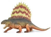 Safari dinosaurus Dimetrodon junior 18 cm rubber bruin/geel/rood/zwart