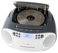Reflexion CD-speler met cassette en radio voor net- en batterijvoeding (PLL FM-radio, LCD-display, AUX-ingang, hoofdtelefoonaansluiting), wit/grijs, RCR2260