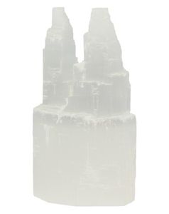 Edelsteen Seleniet dubbele Toren (10 x 6 x 4 cm)