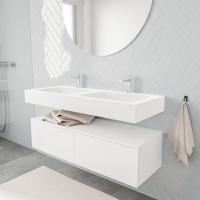 Zaro ALAN vrijhangende wastafel 120cm met wasbak dubbel en onderkast in kleur Wit mat 2 lade(s)