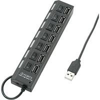 Renkforce USB 2.0-hub 7 poorten Individueel schakelbaar, Met status-LEDs Zwart