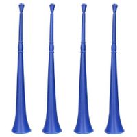 Set van 4x stuks vuvuzela grote party blaastoeter 48 cm blauw