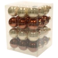 Kerstballen - 36x st - natuur tinten - D6 cm - glas - kerstversiering