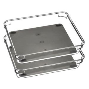 Set van 2x stuks bestekbakken/keuken organizers 1-vaks Tidy Smart grijs transparant kunststof 23,2 x