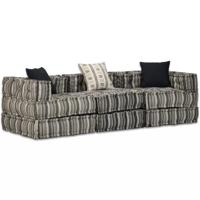 vidaXL Poef driezits modulair stof gestreept grijs