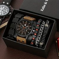 Keller Weber 5 stks horloges armband set luxe mannen quartz horloges lederen band fahsion casual horloge voor mannen cadeau voor vriendje Lightinthebox