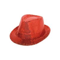 Rood trilby glitter party verkleed hoedje met pailletten