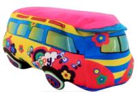 Jonotoys pluchen Happy Bus 25cm roze