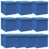 vidaXL Opbergboxen met deksel 10 st 32x32x32 cm stof blauw