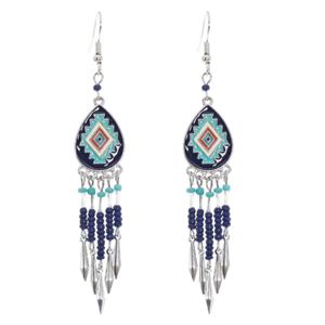 Dames oorbellen Bohemian met kraaltjes multicolor blauw