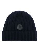 Moncler logo-appliqué knitted beanie - Noir - thumbnail