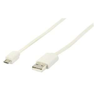 Micro USB kabel plat (wit 1m) voor o.a. smartphones