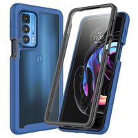 360 Protection Series Motorola Edge 20 Pro Case - Blauw / Doorzichtig