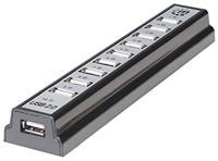 Manhattan Hi-Speed USB 2.0 desktop-hub (10 poorten, stroomvoorziening via USB of AC netadapter) 161572 zwart