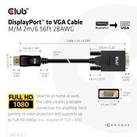 club3D CAC-1012 DisplayPort-kabel DisplayPort / VGA Aansluitkabel DisplayPort-stekker, VGA-stekker 15-polig 2.00 m Zwart - thumbnail