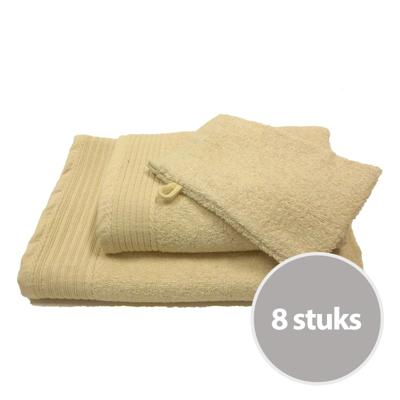Budgetpakket badtextiel 450 gram Creme - 8 stuks Budgetpakket badtextiel 450 gram Creme - 8 stuks