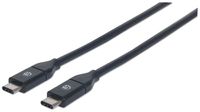 Manhattan USB-kabel USB 3.2 Gen1 (USB 3.0 / USB 3.1 Gen1) USB-C stekker, USB-C stekker 1.00 m Zwart UL gecertificeerd 353526