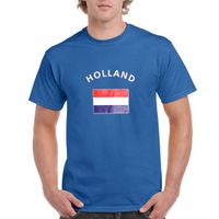 Heren shirt blauw met de Hollandse vlag XL  - - thumbnail