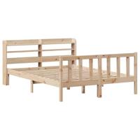 vidaXL Bedframe met hoofdbord massief grenenhout 150x200 cm, bed, bed ombouw, boxspring, bedbodem, slaapkamermeubel, twijfelaar bed, 2 persoonsbed