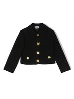 Moschino Kids blazer en laine mélangée à coupe crop - Noir