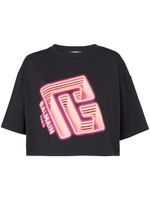 Balmain t-shirt crop à logo imprimé - Noir - thumbnail